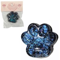 Антистресс Сквиш Лапка Черная С Синими Блестками внутри