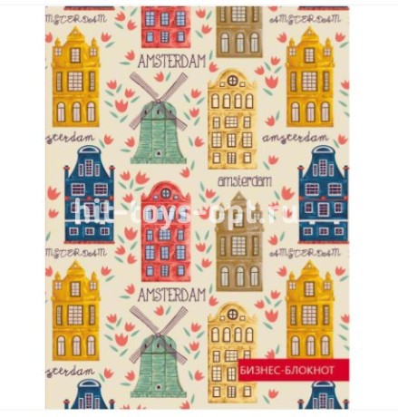 Бизнес-блокнот А6 80л. Принт в ассорти 7БЦ, тверд.глянц.ламинир., цвет.мелов.обл.