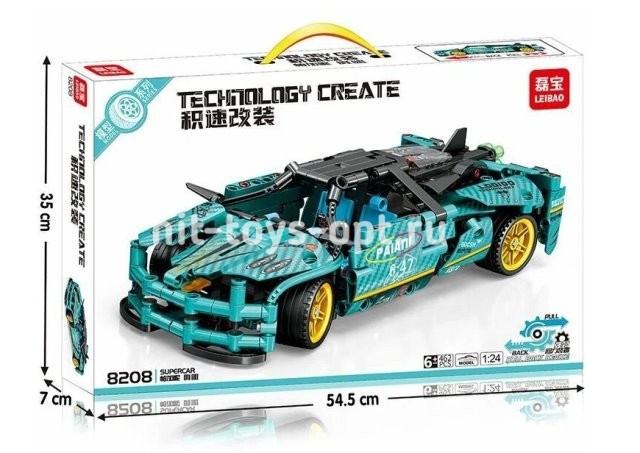 Конструктор Техника Бирюзовая машина 462 дет