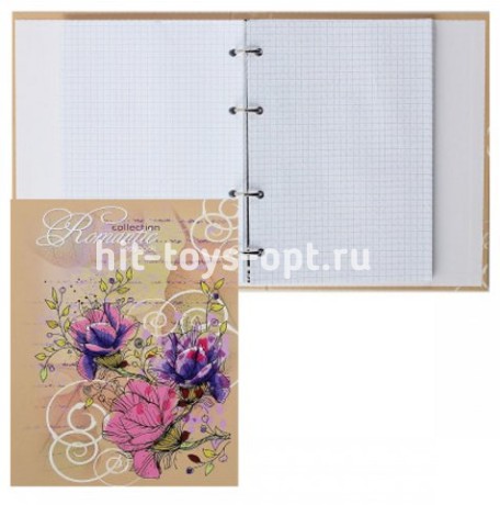 Тетрадь 160л на кольцах Цветы и листья смен блок глянц лам