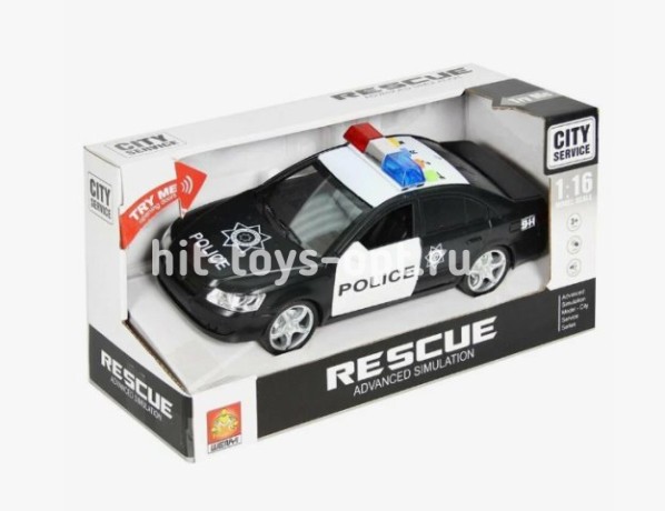 Машина инерционная светомузыкальная  полиция седан, 36*19см