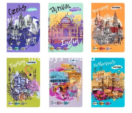 Скетчбук , "Яркий в ассорти", А5 , 48 листов, 10 видов