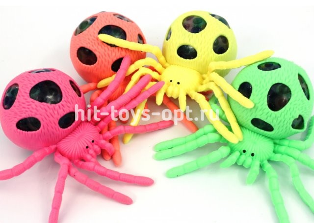 Антистресс Давилка Паук Цветной, в уп 12шт. цена за шт.