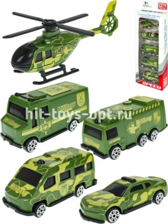 Набор машинок "Военная техника"(10,2х4х26,7 см)(4 машинки) в коробке