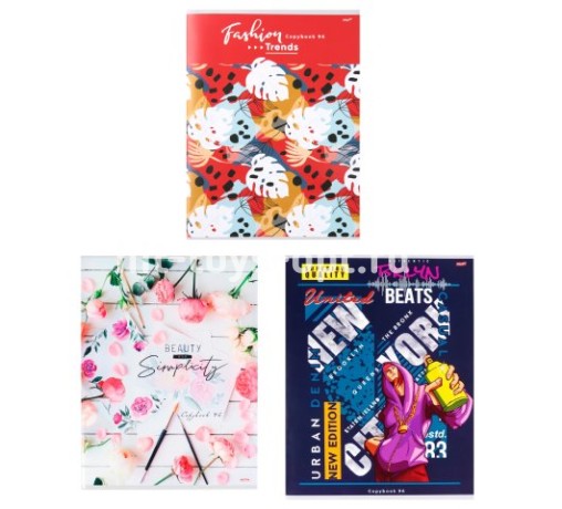 Тетрадь КЛЕТКА 96л. А4 Принт в ассорти цвет.мелов.обл