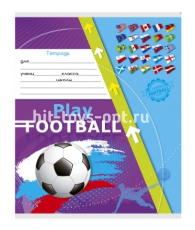 Тетрадь 24 листа клетка Футбол и флаги