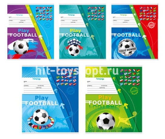 Тетрадь 24 листа клетка Футбол и флаги