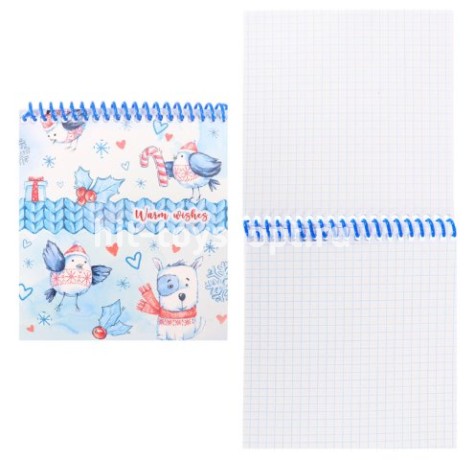 Блокнот А6 48л клетка гребень Новый год в лесу