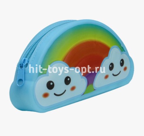 Пенал-косметичка РАДУЖНЫЕ ОБЛАКА, 22х10х4 см, силикон