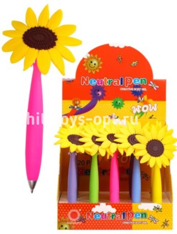 Ручка сувенирная шариковая синяя 1,0мм Подсолнух шоу-бокс PROFIT