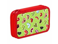 Пенал Зеленый сердечный узор ткань