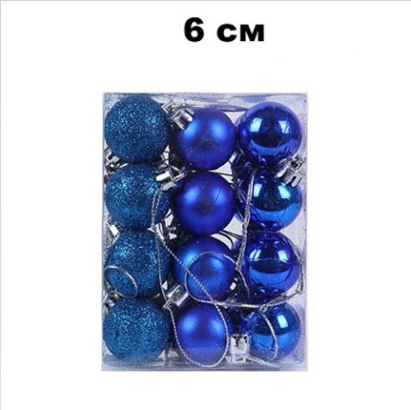 Набор шаров 6см 24шар 1цв 4вида (глянец/матовый/жемчуг/искра) в прямоуг упак 00039-1