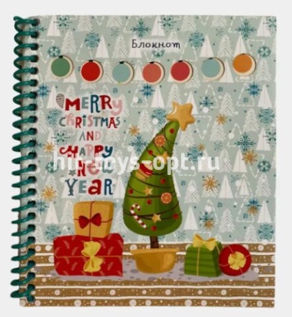 БЛОКНОТ НА ГРЕБНЕ А6 40Л.КЛ."ПОДАРКИ ПОД ЕЛКОЙ"