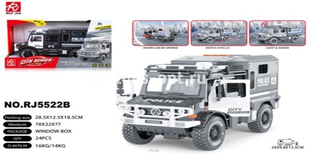 Машина инерционная светомузыкальная Полиция грузовик, 29*19см