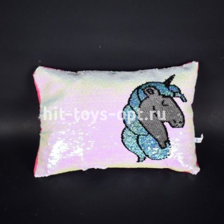 Мягкая подушка единорог паетки мал