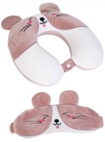 Подушка дорожная с эффектом памяти, маска для сна. Набор 2 в 1. Милая мышка, бежевая