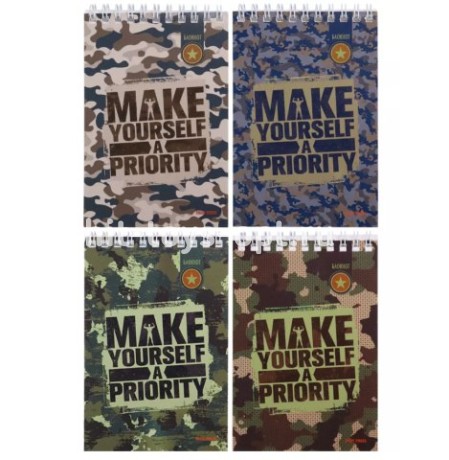 БЛОКНОТ А6 40л. на гребне КАМУФЛЯЖНЫЙ ДИЗАЙН - 5 (Б40-0260) ассорти, цвет.мелов.обл, офсет, клетка