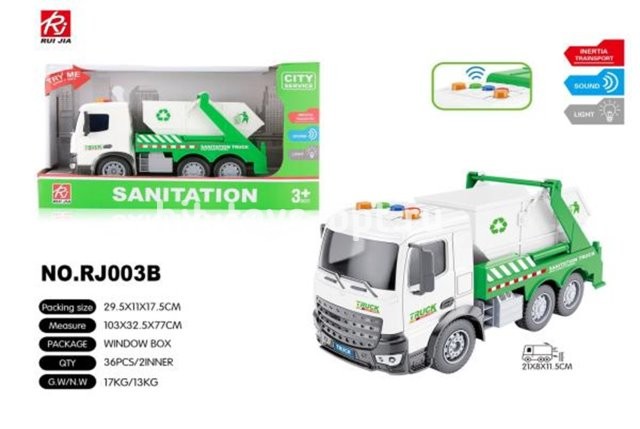 Машина Инерционная Мусоровоз открытый, свет/звук, размер 30см*18см*11см
