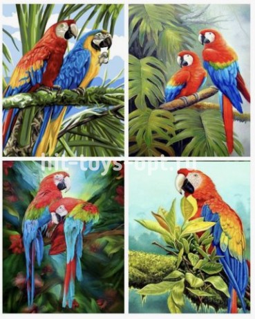 Тетрадь 48 листов Клетка, Тропические Попугаи