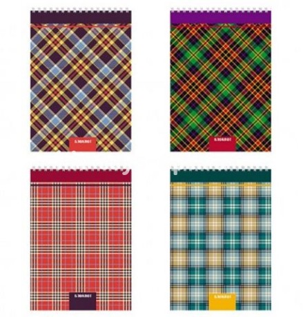 Блокнот А6, 40л. Проф-Пресс "Дизайн в клетку", на гребне, клетка,цв мел. обл., ассорти, офсет