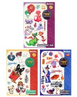 100 МНОГОРАЗОВЫХ наклеек в АССОРТИ 4л бл. мног. плен обл цел к200г уф лак скр,160х230