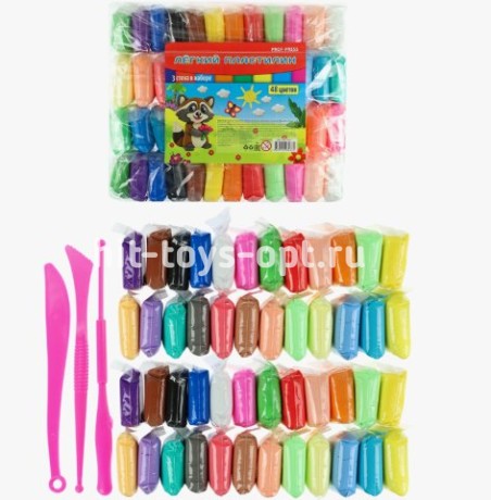 Масса для лепки. Лёгкий пластилин, 48 цв, 3 стека.