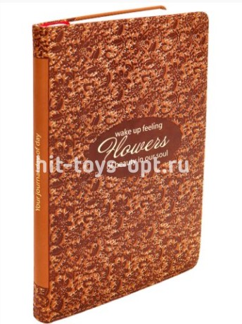 Книжка записная А5 96л.б/лин.CLZ Мелкий растительный узор коричн.кожзам тисн.