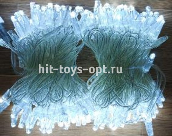 Гирлянда нить (20м/160л) крупный диод пр.провод с переходником УЛИЦА эф.мерцания в упак х/бел+ х/бел