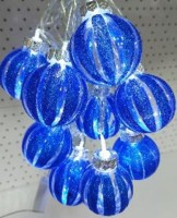 гирлянда нить диод 10л, пластиковый шарик РЕЗНЫЕ ДОЛЬКИ 5.7см, 5М,  , пр упак (5М/10Л)  СИНИЙ