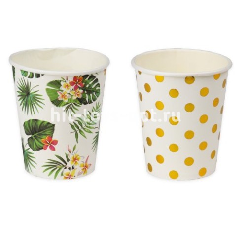 Бумажные стаканы, 250 мл принт ассорти, 6 шт в уп, цена за уп.