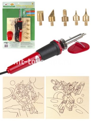 НАБОР ДЛЯ ВЫЖИГАНИЯ ПО ДЕРЕВУ 2 плашки 15х15 см (в блистере). МИР РОБОТОВ