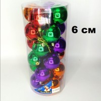 Набор шаров 6см 24шар 4цв однотонный, глянец в тубусе 00030