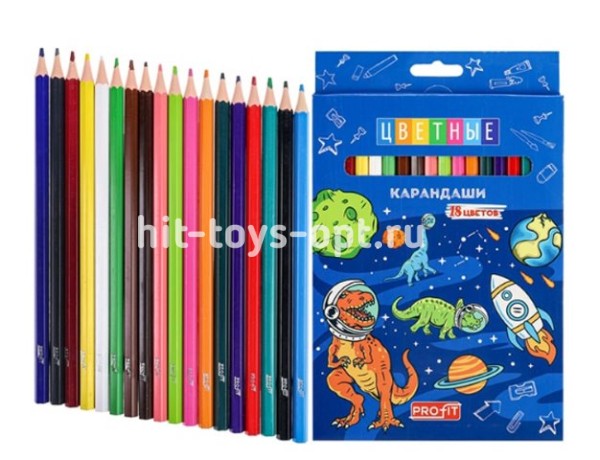 Карандаши цветные 18 цв 2М DINOSPACE