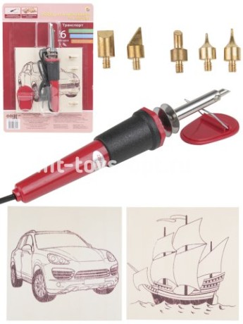 НАБОР ДЛЯ ВЫЖИГАНИЯ ПО ДЕРЕВУ 2 плашки 15х15 см (в блистере). ТРАНСПОРТ