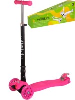 Самокат 3-х колесный складной розовый 57*25*78-87 см,светящиеся колеса