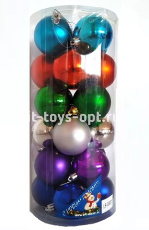 Набор шаров 6см 24шар 6цв однотонные, глянец/матовый, в тубусе 00031