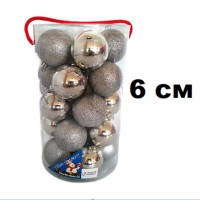 Набор шаров 6см 25шар 1цв, однотонные, глянец/матовый/искра, в тубусе с ручкой 00037