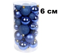 Набор шаров 6см 25шар 1цв, однотонные, глянец/матовый/искра, в тубусе с ручкой 00037