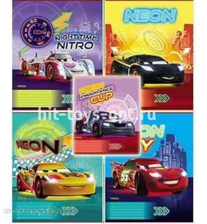 Тетрадь 24 л. клетка Тачки 5 видов в ассорти