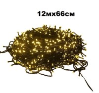 Бахрома мелкий диод черный провод (IP44) 12мх66см(255л),дл шнура 1.5м Теплый Белый + Теплый Белый Ме