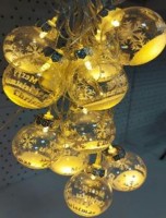 гирлянда нить диод 10л, пластиковый шарикСНЕЖИНКА С НАДПИСЬЮ 5.7см, 5М,  , пр упак (5М/10Л) Теплый Б