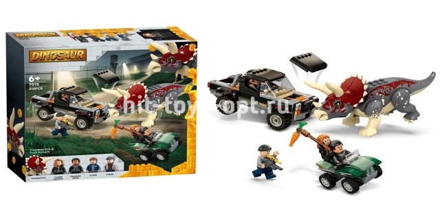 Конструктор Мир Юрского Периода - Нападение трицератопса на пикап, 210 дет.