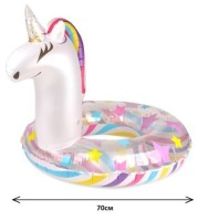 Надувной круг единорог с блестками 70 см 2 цвета