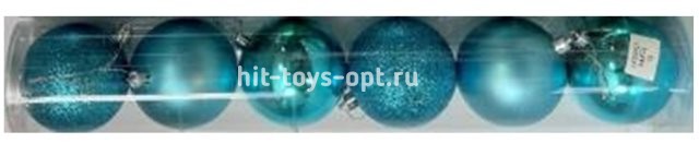Набор шаров 8см 6шар 1цв однотонные матовый/глянец/искра в тубусе 00061