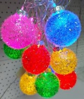 гирлянда нить диод 10л, пластиковый шарик БАРХАТ 5.7см, 5М,  , пр упак (5М/10Л) МУЛЬТИ