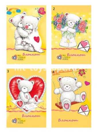 Блокнот А7 32 листа "Белые мишки" на скрепке