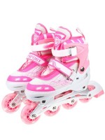 Ролики раздвиж. (розовые)(колеса PU 64мм со светом, р-р M 35-38)