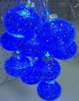 гирлянда нить диод 10л, пластиковый шарик БАРХАТ 5.7см, 5М,  , пр упак (5М/10Л) СИНИЙ