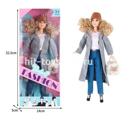 Кукла с меховой сумочкой шарнирная 16*35