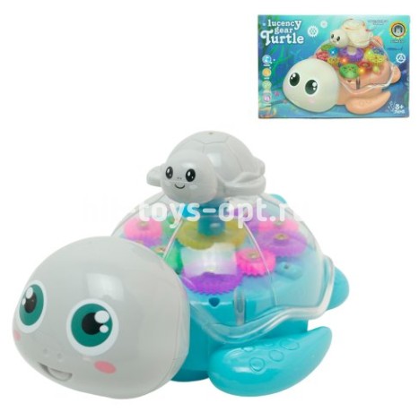 Черепашка с шестеренками свет+музыка+движение